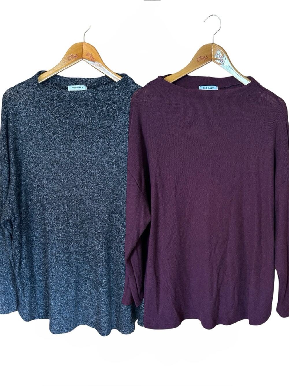 2 Old Navy Lightweight Mock Neck  Sweaters Gray Maroon XXL